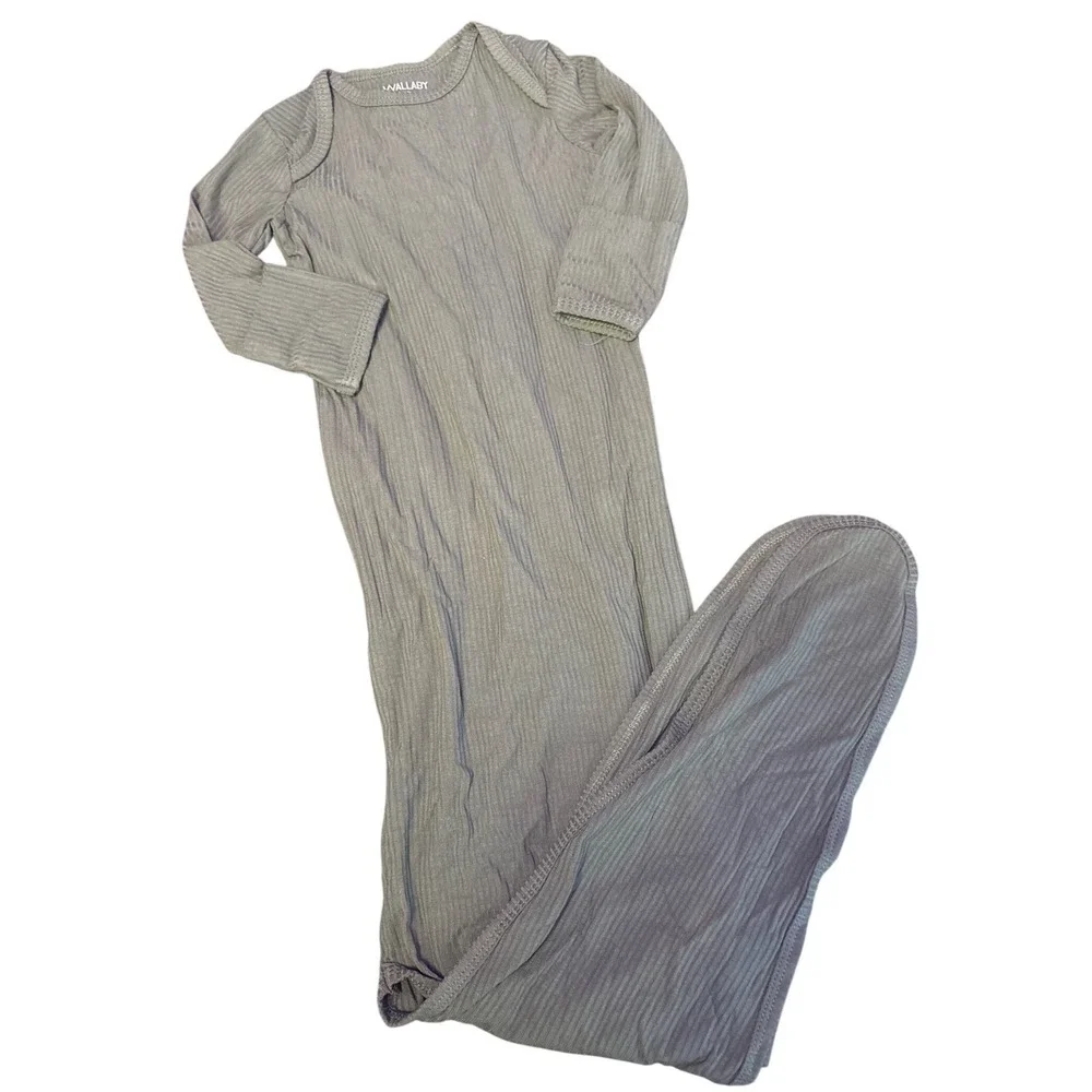 Wallaby Kids‎ Olive Green Ribbed Bamboo Knotted Sleep Gown 3-6 Months